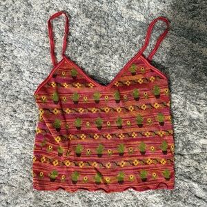 Zara cactus and sunflower cropped tank top size small
